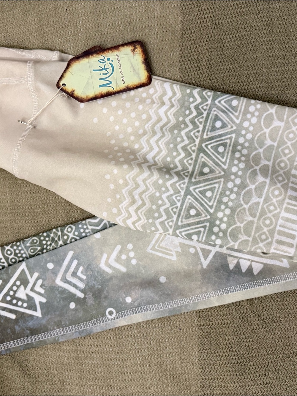Mika Neutral Print Women’s Jeans - Cream & Gray Tribal Pattern